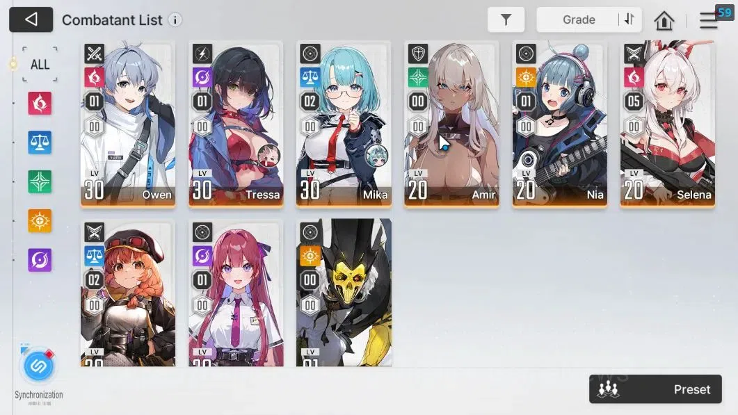Chaos Zero Nightmare Accounts GLOBAL Lv35|5 SSR[Heidemarie,Tiphera,Yuki,MagnaM1,Renoa]+9 SR [NiaM1,BerylM2,MikaM2Etc]+10 SR 4