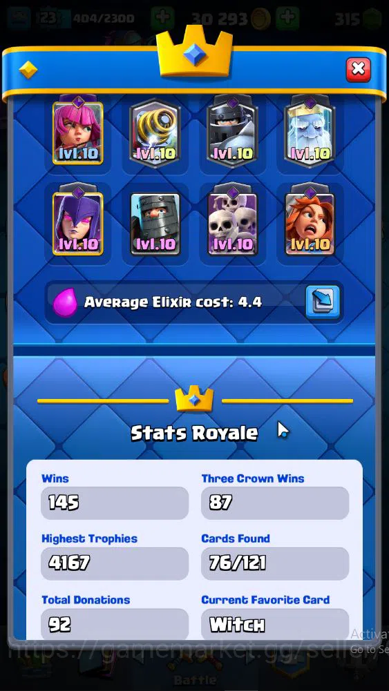 Clash Royale Accounts Midgame Lv 23|Trophy 4167|KTL 9|Limit Skin|Card 76| 1 EVO 3 Legendary 20 Epic 26 Rare 27 Common|Take 3