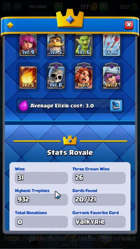 Clash Royale Accounts Lvl 12|Trophy 932|KTL 6|Best Starter Account|Card  image 4