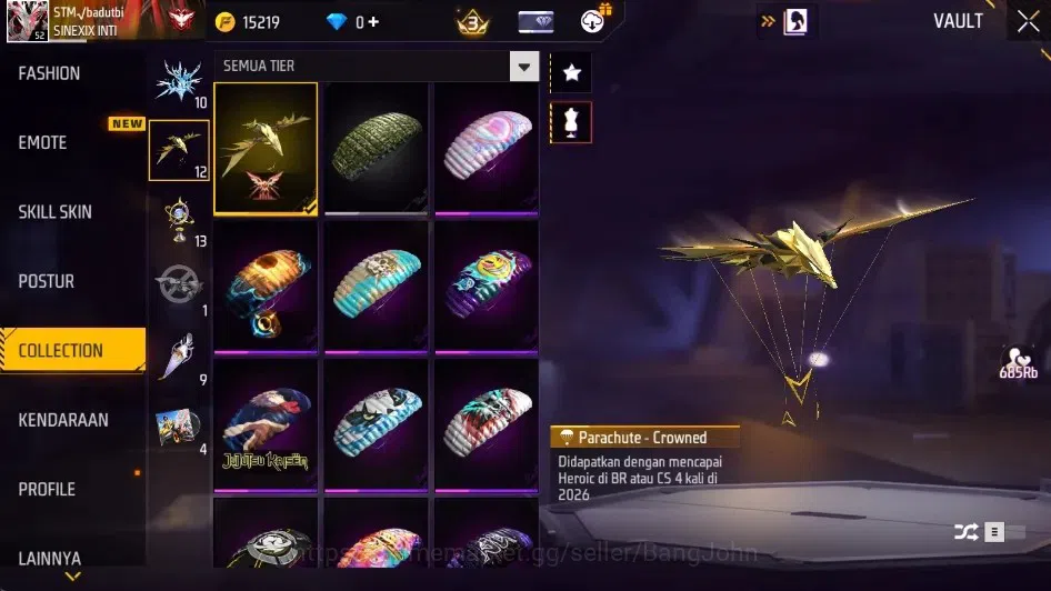 Free Fire Accounts Indonesia | Vault 253| M1887- Golden Glare, Hand o image 12