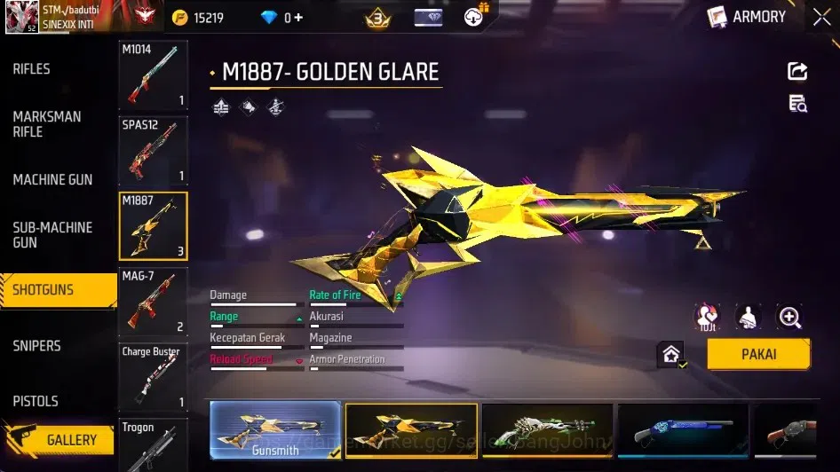 Free Fire Accounts Indonesia | Vault 253| M1887- Golden Glare, Hand o image 18