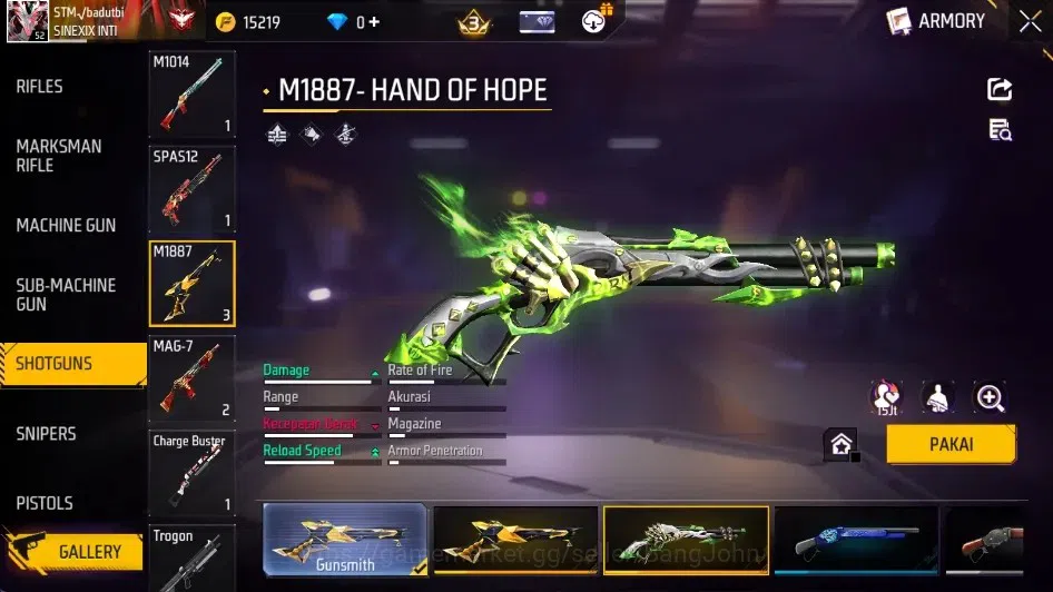 Free Fire Accounts Indonesia | Vault 253| M1887- Golden Glare, Hand o image 19