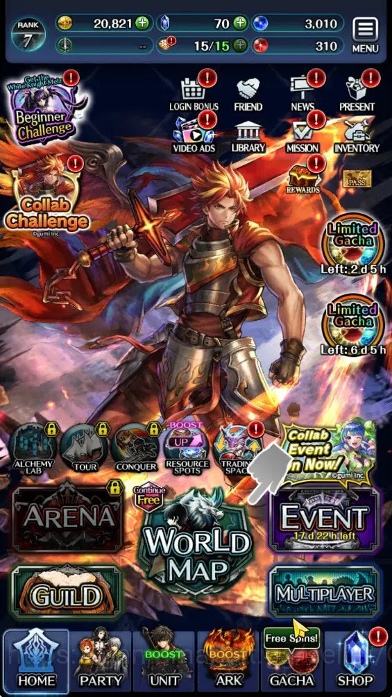 Last Cloudia Accounts GLOBAL|Rank 7|Collab Brave Frontier (Fire God Varg image 7