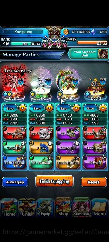 Grand Summoners Accounts Mid-Game Global|263 cc|Rank 49|2 Ascend+1 TW| Youmu Konpaku+TW,Bouncing Bunny William | Lpot 50 3