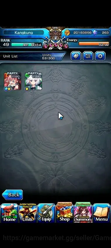 Grand Summoners Accounts Mid-Game Global|263 cc|Rank 49|2 Ascend+1 TW| Youmu Konpaku+TW,Bouncing Bunny William | Lpot 50 4