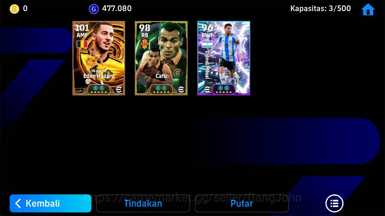 eFootball Accounts power 3039, Eden Hazard blitz new, Cafu epic, Mess image 2