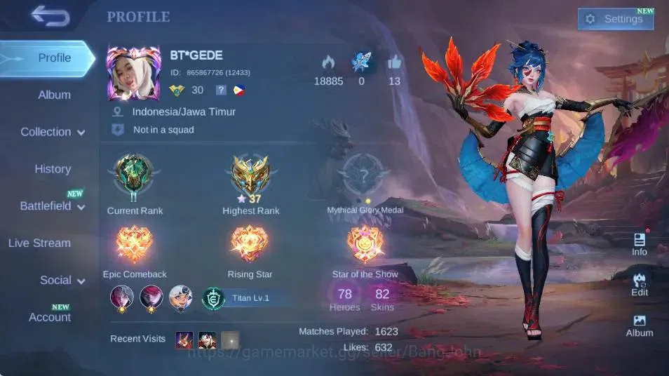Mobile Legends: Bang Bang Accounts Collector Global|Hero 78|Skin 82|Seasoned|Epic Moskov,Anniversary Miya,SPECIAL 1