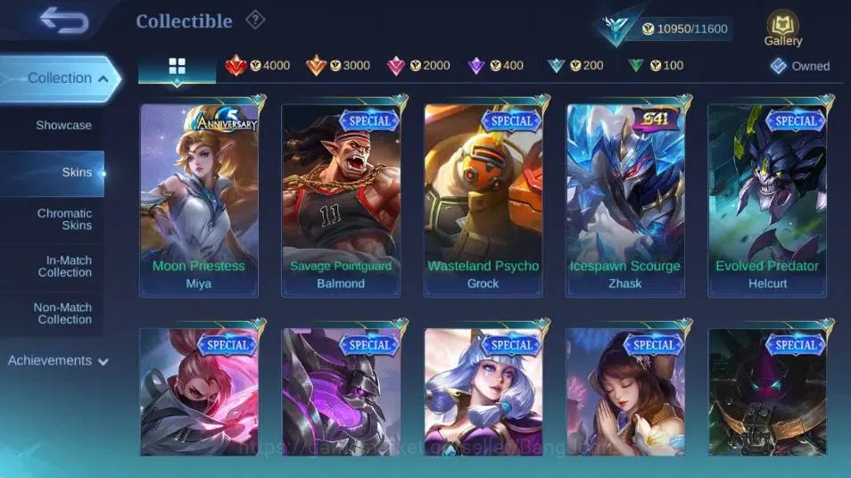 Mobile Legends: Bang Bang Accounts Collector Global|Hero 78|Skin 82|Seasoned|Epic Moskov,Anniversary Miya,SPECIAL 6