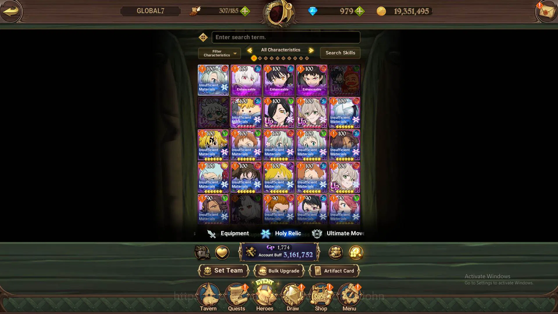 The Seven Deadly Sins: Grand Cross Accounts Others GLOBAL|3.1m CC|DM 979|1LR Elizabeth|Full collab FF|UR 10