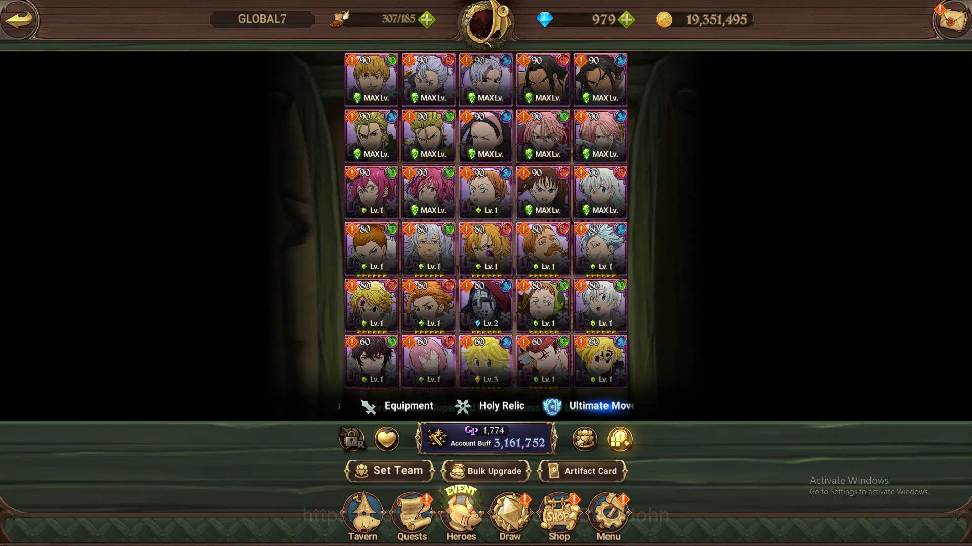 The Seven Deadly Sins: Grand Cross Accounts Others GLOBAL|3.1m CC|DM 979|1LR Elizabeth|Full collab FF|UR 14