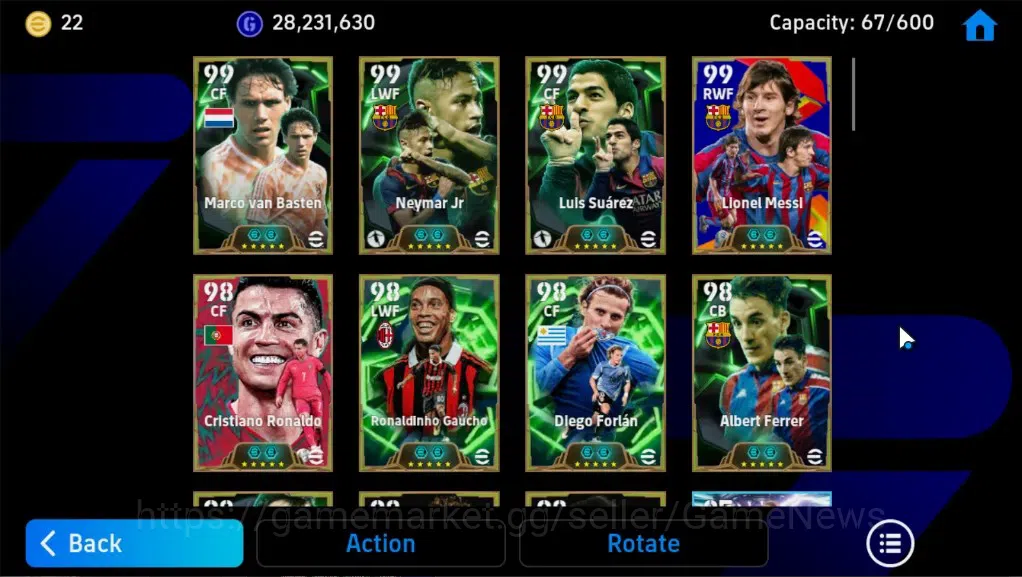 eFootball Accounts Legends & Iconic Players Android|3Pack Portugal,France,Barca|45Epic(Marco van basten,Neymar,Luis 6
