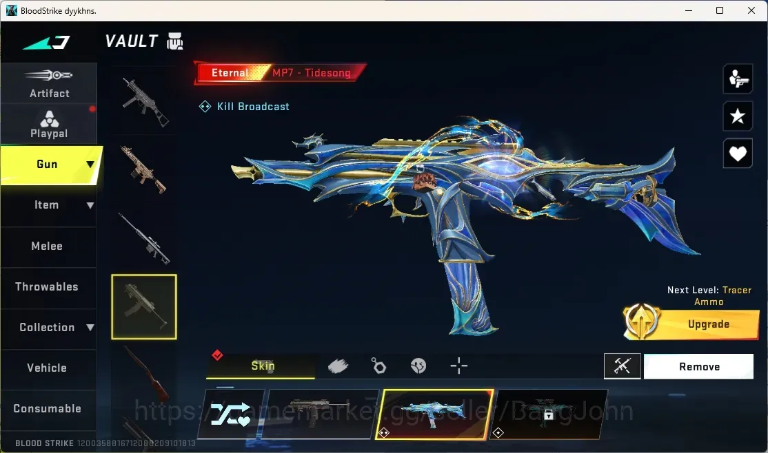Blood Strike Accounts High-End ASIA | 2 Eternal Guns:MP7-Tidesong | Ultra Melee Talon knife-Sanctum | 1 EVO Gun: FAL | 6 1