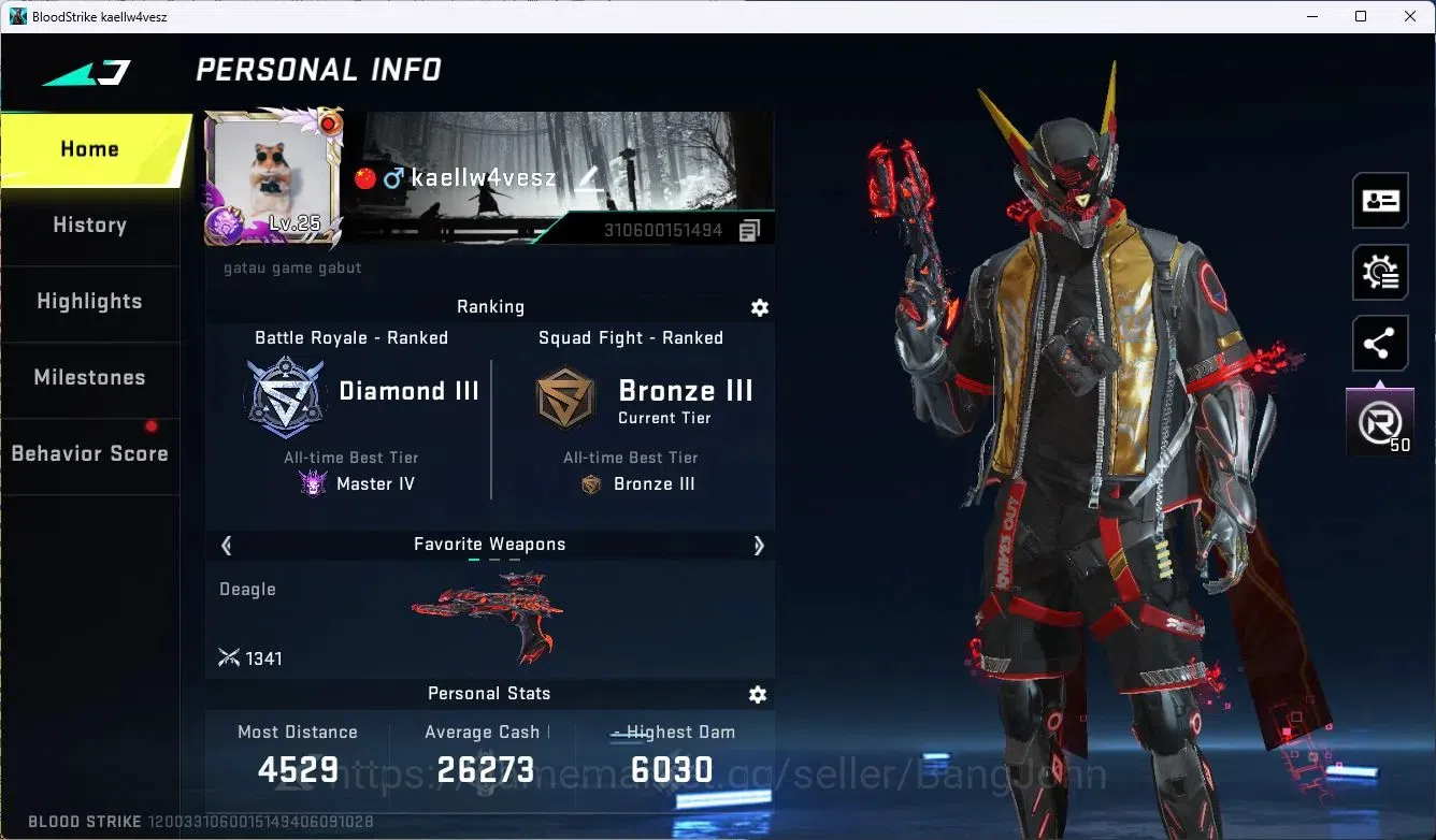 Blood Strike Accounts ASIA|Eternal: Desert Eagle-Scorpius |1 Collab Gun image 1