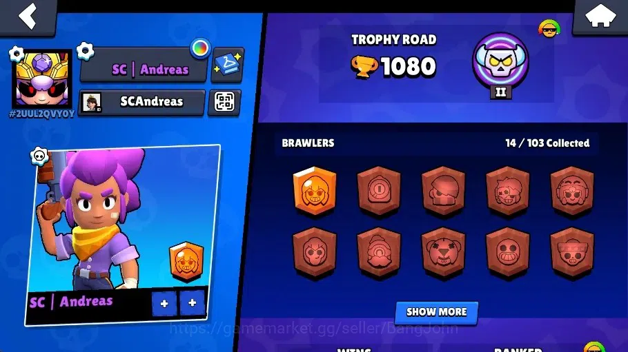 Brawl Stars Accounts Global | 1080 Thropy|14 Brawler|3 Max Lv Hyperchar image 2