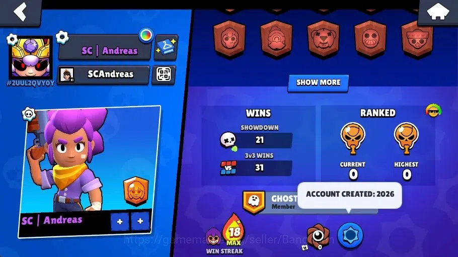 Brawl Stars Accounts Global | 1080 Thropy|14 Brawler|3 Max Lv Hyperchar image 3