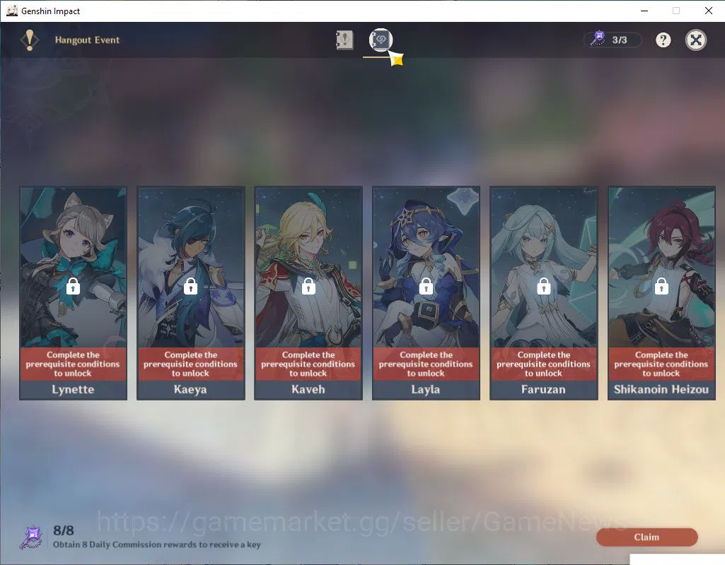 Genshin Impact Accounts Mid Game ASIA|AR 35|4 Limited +1(5*Weapon)|Ayato+Sign,HuTao,Neuvillate,Flins|MC Male|Low Explore 12