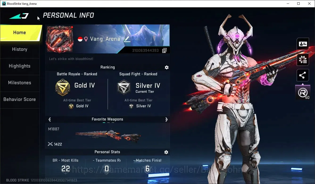 Blood Strike Accounts Collab Skin ASAI | EVO M1887-Destroyer | Collab Gun MCX - EVA-00 | Ultra Thompson-Copperhead | 7 1