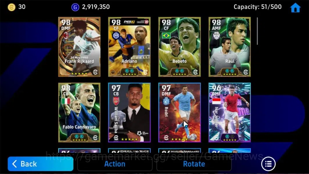 eFootball Accounts Android|PES Adriano,Bebeto,Fabio Cannavaro,Raul,Fr image 11