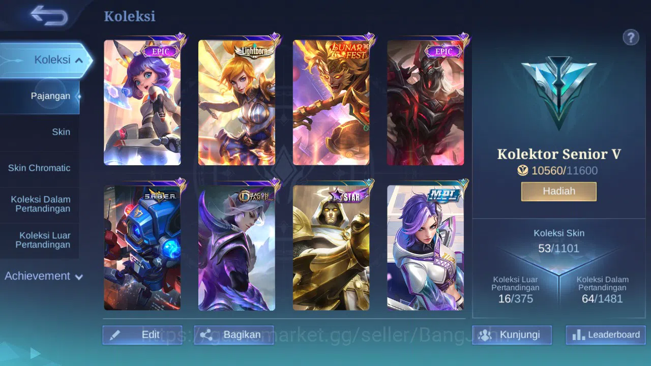 Mobile Legends: Bang Bang Accounts GLOBAL Hero 42 Skin 53 | Lunar Sun | Epic Moskov | image 4