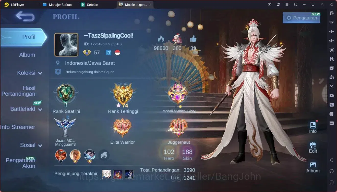 Mobile Legends: Bang Bang Accounts Global | Hero 102, Skin 188. Collector Natalia, KO image 15