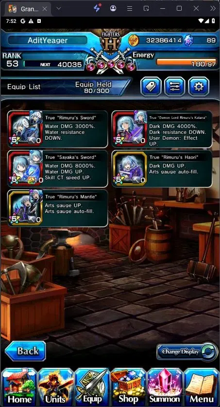Grand Summoners Accounts End-Game Global | Sayaka Miki TW,DLS Rimuru TW,Starblade Valeria TW|6 Ascend|Rank 53 | Detail Check 10