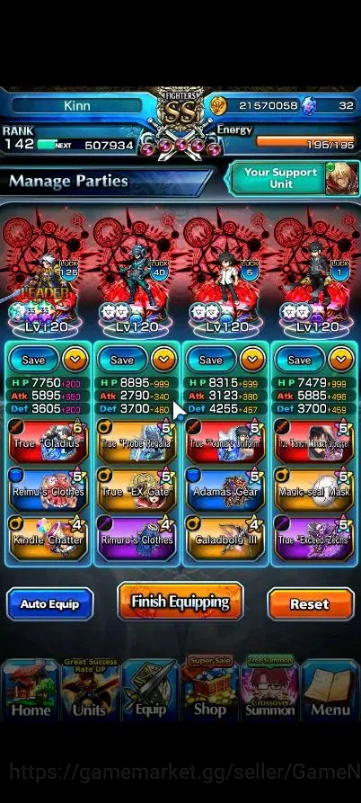 Grand Summoners Accounts Global|Rank 142|24 Ascend 10 TW|(Roy,Inumuta,Sung image 3