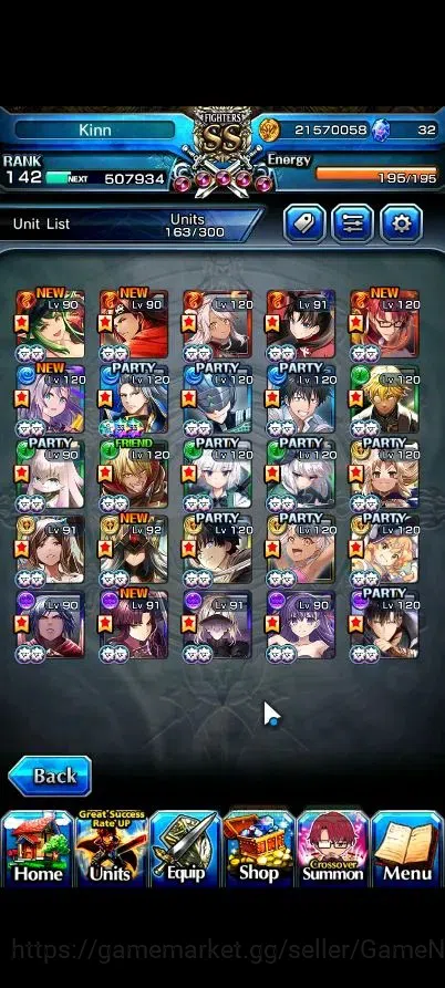 Grand Summoners Accounts Global|Rank 142|24 Ascend 10 TW|(Roy,Inumuta,Sung image 4