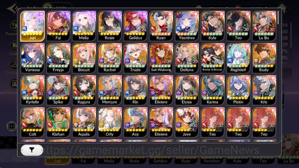Seven Knights Re:Birth Accounts GLOBAL SEA ENDGAME| Full 5/5 Old-7k + 21 TC6+ (Ido image 1