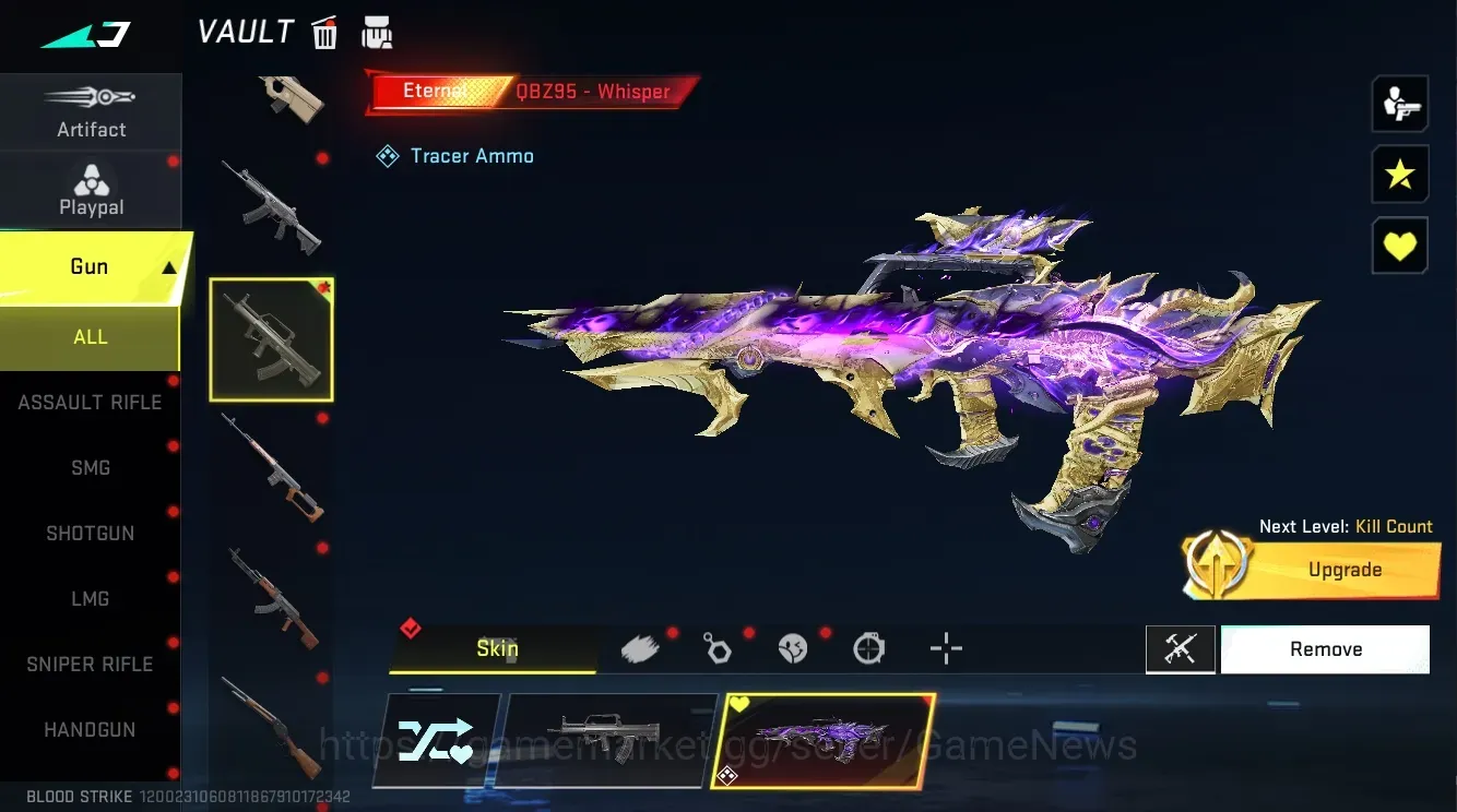 Blood Strike Accounts Collab Skin Asia|Eternal (QBZ95-Whisper,MP7) Lv3+Ultra Melee Staff|Collab AOT Female Titan,M4A1 1