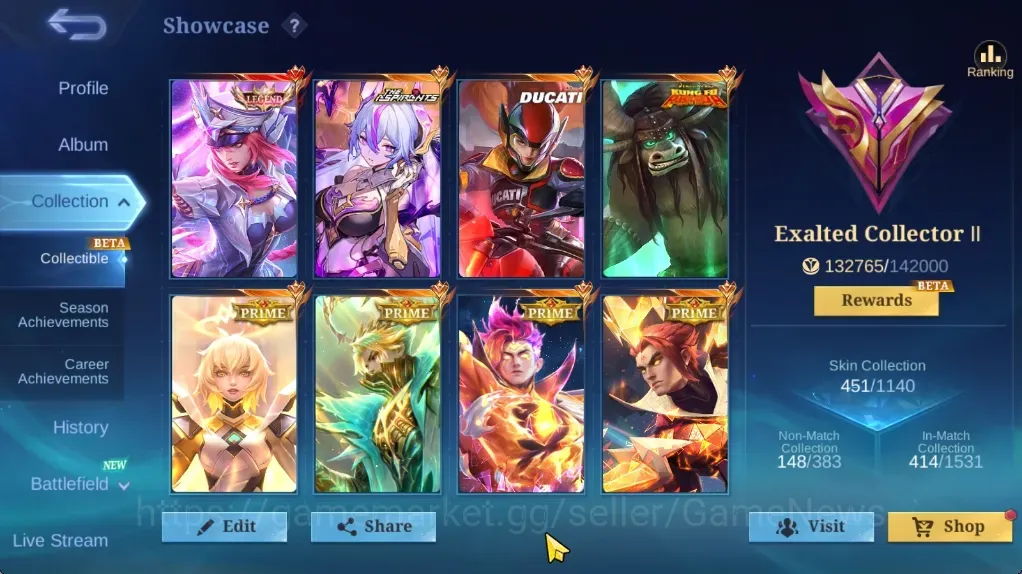 Mobile Legends: Bang Bang Accounts Collector Hero133 Skin451|Legend Freya,TheAspirant Vexana,Ducati Irithel,Kung Fu Panda 1