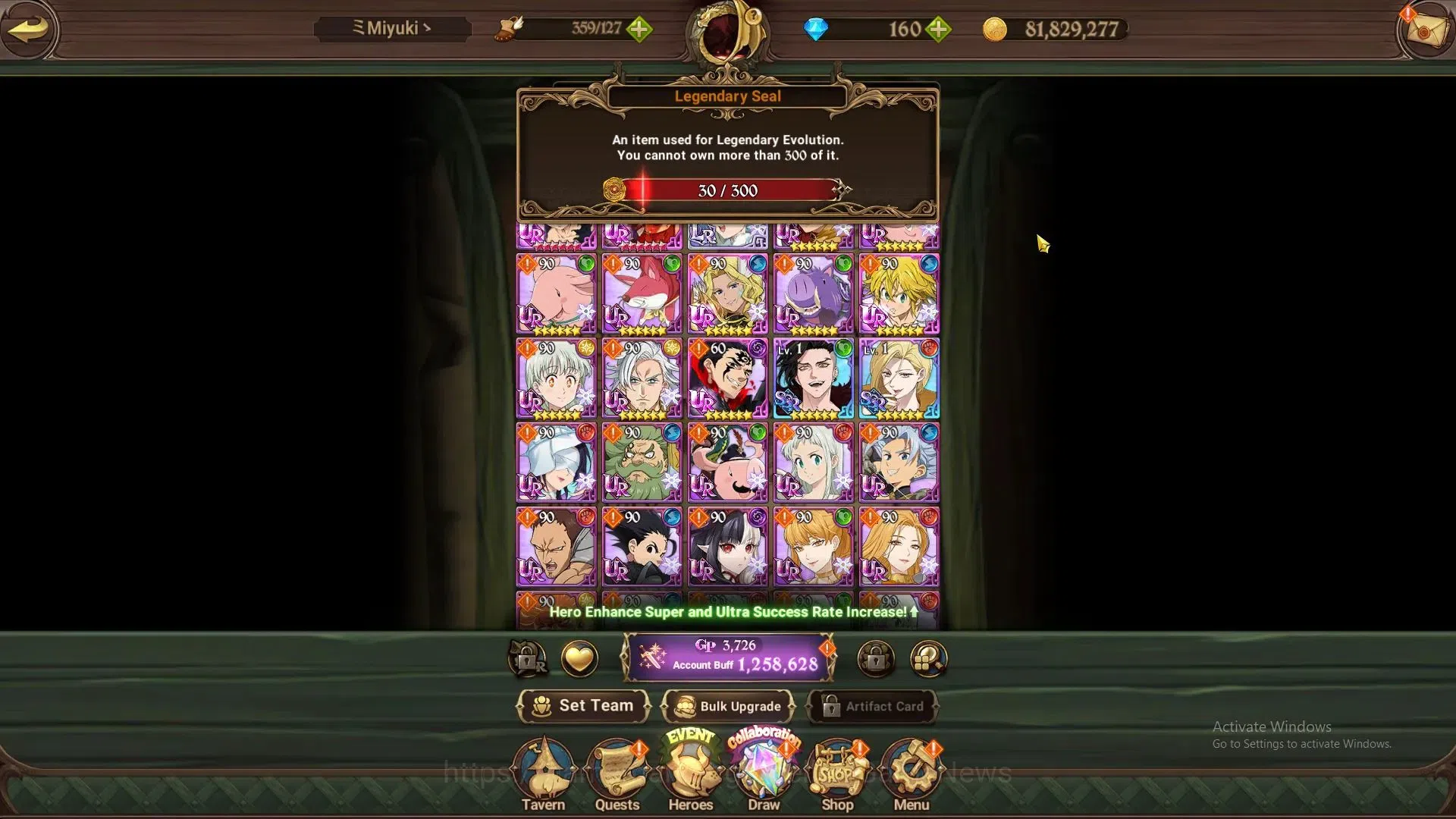 The Seven Deadly Sins: Grand Cross Accounts Others Global|1,2M CC|160 DM+30 LS|1 LR+6 UR+Collab Gachikuta|Elizabeth,N 5