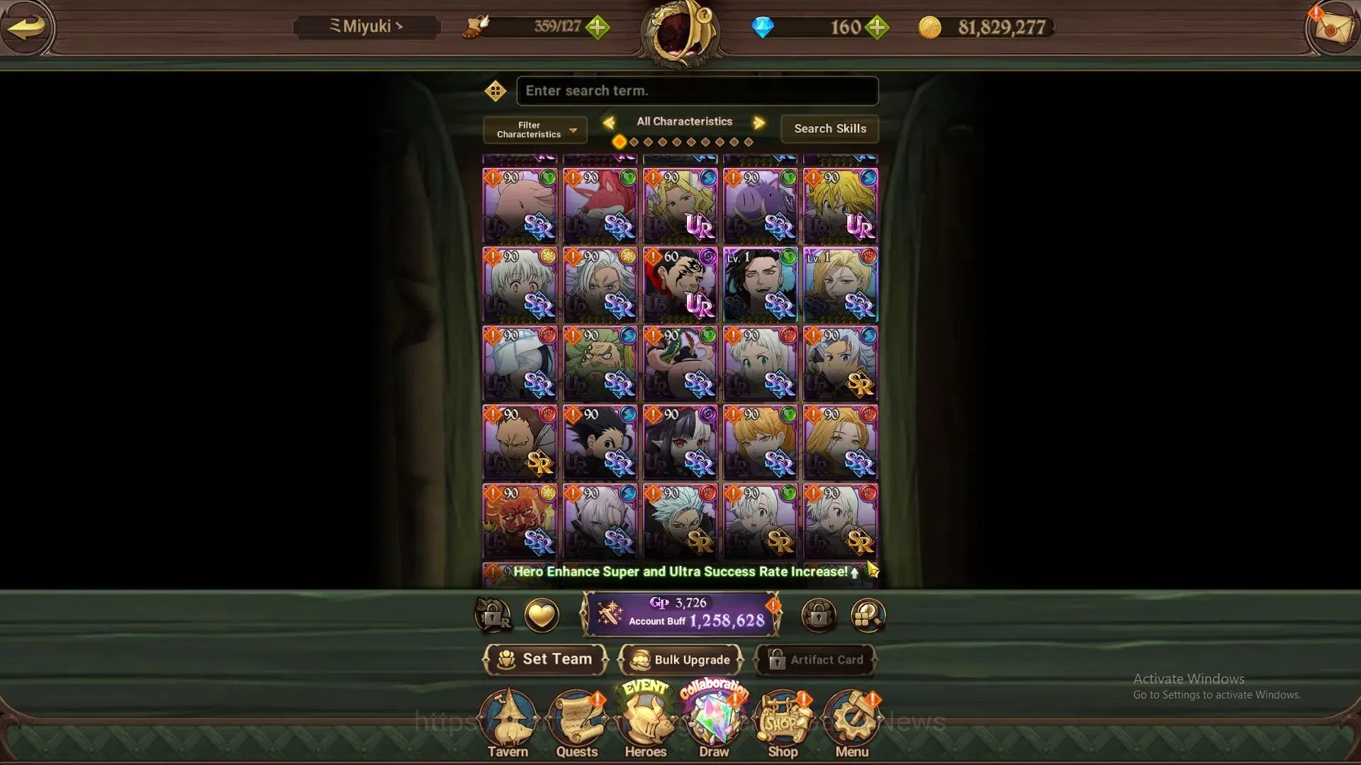 The Seven Deadly Sins: Grand Cross Accounts Others Global|1,2M CC|160 DM+30 LS|1 LR+6 UR+Collab Gachikuta|Elizabeth,N 8