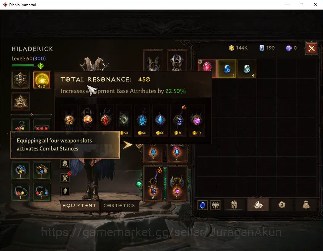 Diablo Immortal Accounts SA - Malah|Lv60(300)Wizard|11K CR|Reso 450|Hell II image 6