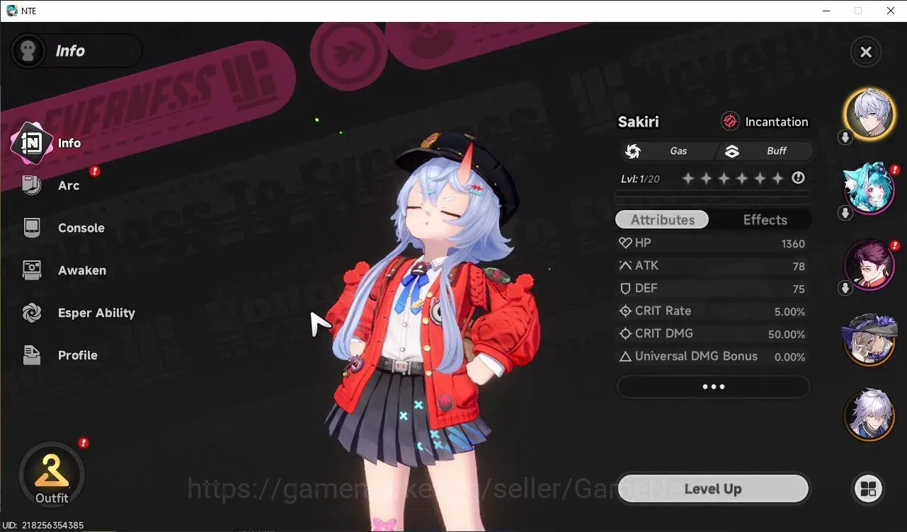 Neverness to Everness Accounts Global EUROPE HL 3| 3 SSR [Sakiri, Baicang, Jiuyuan] +Tiger Incoming Livery| 6 SR [Adler 3