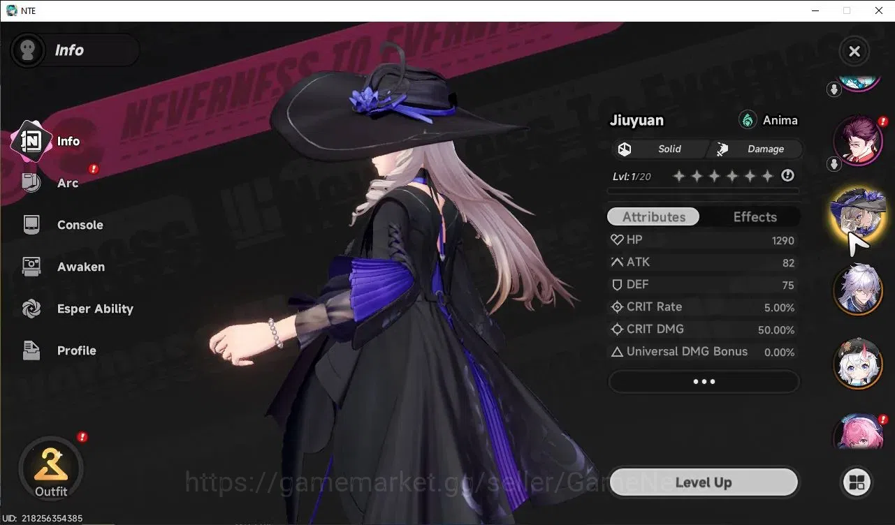 Neverness to Everness Accounts Global EUROPE HL 3| 3 SSR [Sakiri, Baicang, Jiuyuan] +Tiger Incoming Livery| 6 SR [Adler 4