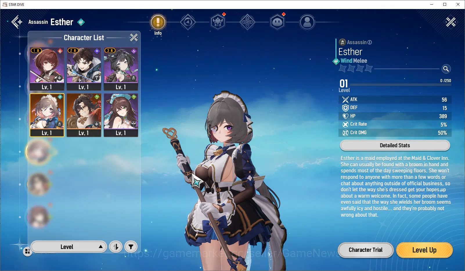 Mongil:Star Dive Accounts Global | Lv 1 |Fresh Starter |Meta 2 SSR (Esther + image 1