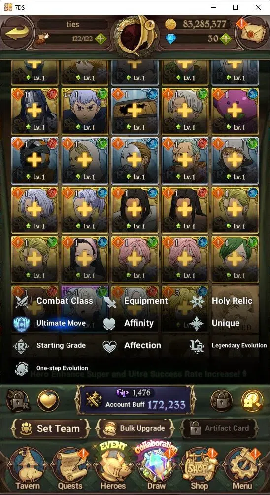 The Seven Deadly Sins: Grand Cross Accounts Endgame Global|172,233 Power | UR: Percival, Meliodas, King, Diane etc | Collab 12