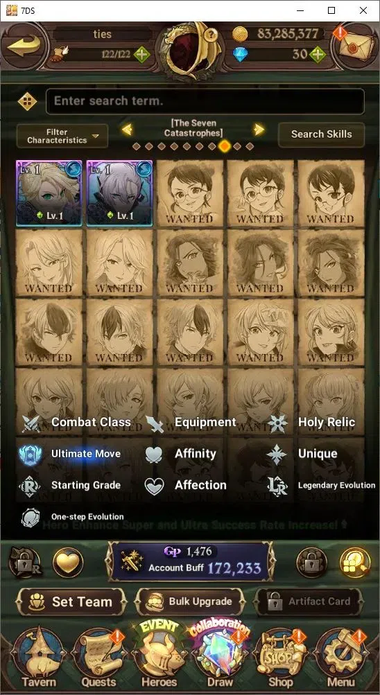 The Seven Deadly Sins: Grand Cross Accounts Endgame Global|172,233 Power | UR: Percival, Meliodas, King, Diane etc | Collab 7