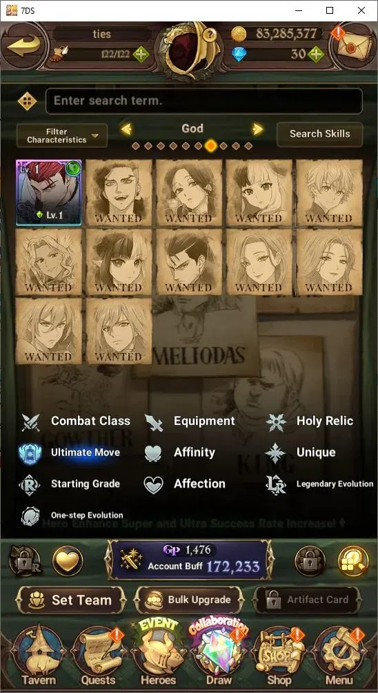 The Seven Deadly Sins: Grand Cross Accounts Endgame Global|172,233 Power | UR: Percival, Meliodas, King, Diane etc | Collab 8