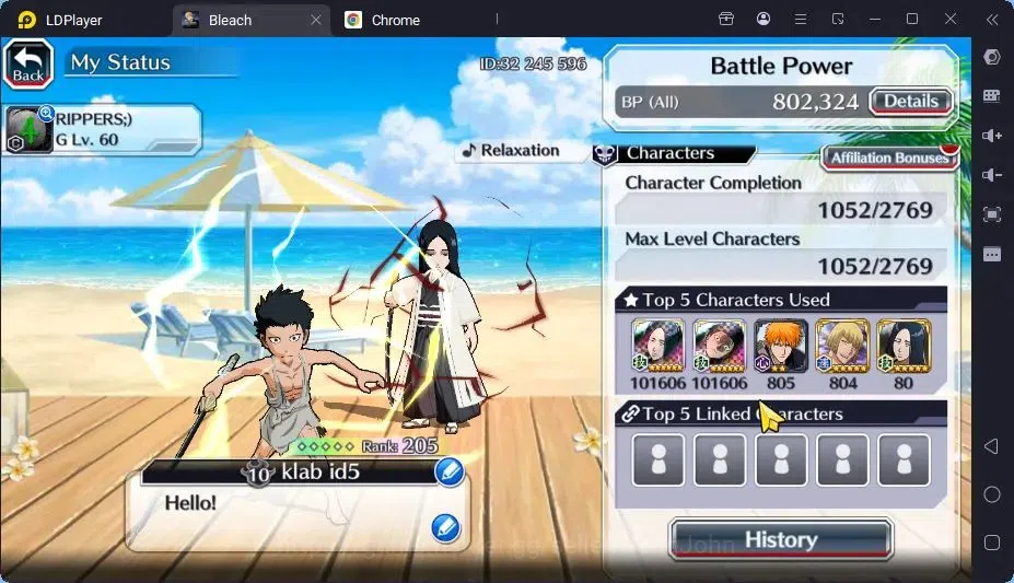 Bleach: Brave Souls Accounts Mid-Tier GLOBAL |55K ORB+MidGame|IchigoDreamTeam,KenpachiTYBW26,Rangiku Swimsuit,Yachiru 3