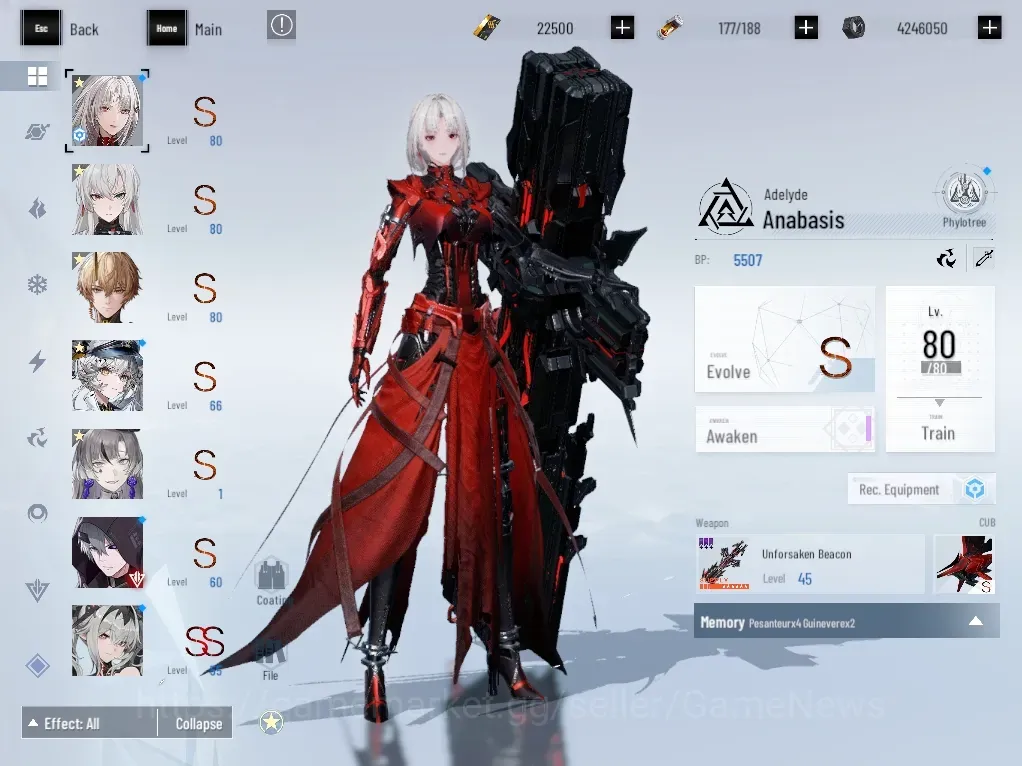 Punishing: Gray Raven Accounts Mid-Game ASIA|Lv 68|2 Coating|(S Adelyde Anabasis,S Lucia CW,S Lilith D)+Sign,S Karenina 1