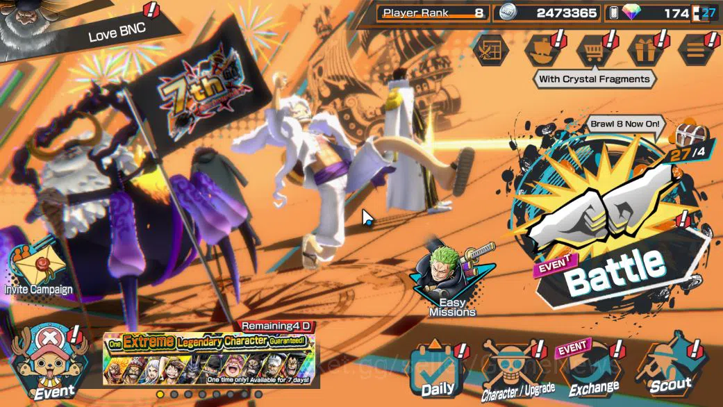 Global|6 EX|T5E ST.Jaygarcia,Gear5 Luffy,RO Roronoa Zoro,KING GOL D.Roger,AMS Borsalino,BP Kuzan|Rank 8|Bandai|CheckSS(OPBR1868) One Piece Bounty Rush Accounts Starter Global|6 EX|T5E ST.Jaygarcia,Gear5 Luffy,RO Roronoa Zoro,KING GOL D.Roger,AMS