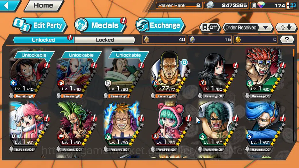 One Piece Bounty Rush Accounts Starter Global|6 EX|T5E ST.Jaygarcia,Gear5 Luffy,RO Roronoa Zoro,KING GOL D.Roger,AMS 5