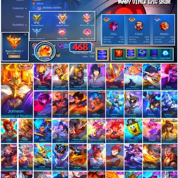Mobile Legends: Bang Bang Collector #3726 342 Skins | Legend Johnson | 2 Collectors |  image 1