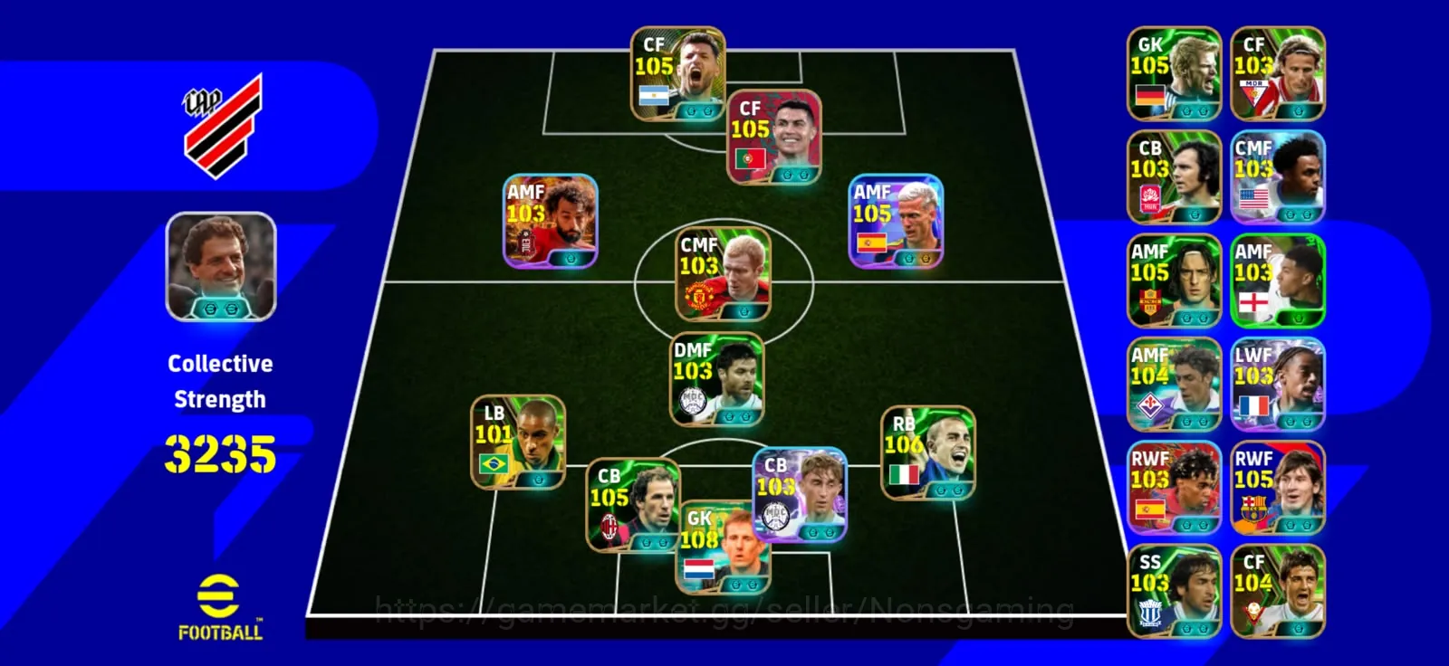 eFootball Accounts High-End Kolektif 3235 m.salah blitz x Van der sar x Ronaldo x Aguero x Dani olmo x messi 1