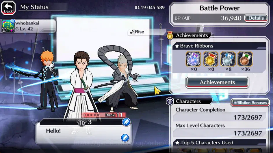 Bleach: Brave Souls Accounts Starter [GLOBAL]6K Orbs+Fresh All Story|Kensei TYBW24,Fierce(Soi Fon,Aizen),Ichigo 7th,Yoruichi 2