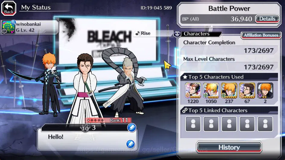 Bleach: Brave Souls Accounts Starter [GLOBAL]6K Orbs+Fresh All Story|Kensei TYBW24,Fierce(Soi Fon,Aizen),Ichigo 7th,Yoruichi 3