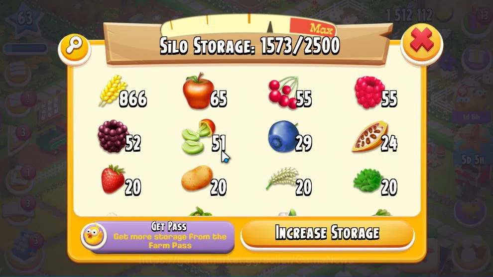 Hay Day Accounts Level 63 | Barn Storage 2450 + Silo Storage 2500 | 1,5M Coins, 65 Dm |CN ON|Log Supercell ID|Take 10