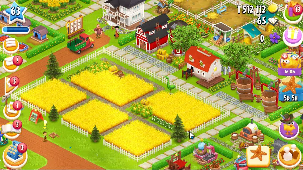 Hay Day Accounts Level 63 | Barn Storage 2450 + Silo Storage 2500 | 1,5M Coins, 65 Dm |CN ON|Log Supercell ID|Take 3