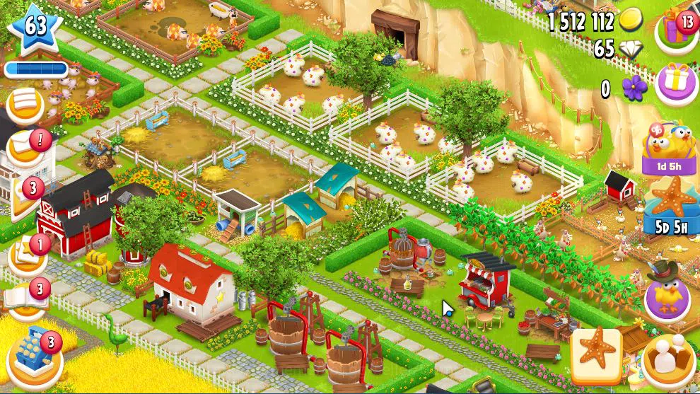 Hay Day Accounts Level 63 | Barn Storage 2450 + Silo Storage 2500 | 1,5M Coins, 65 Dm |CN ON|Log Supercell ID|Take 4